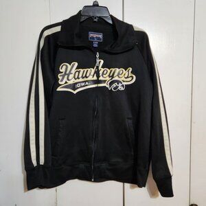 L Jansport Iowa Hawkeyes Black Yellow NCAA Zip Up Long Sleeve Track Jacket